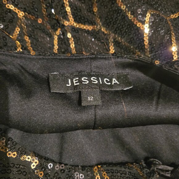 Stunning Black & Gold Dress, Size 12, EUC - Picture 3 of 3